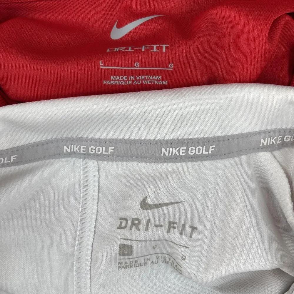 Ole Miss Rebels Golf Polo Shirt Women's Large Red White Nike Dri-FIT Lot Of 2